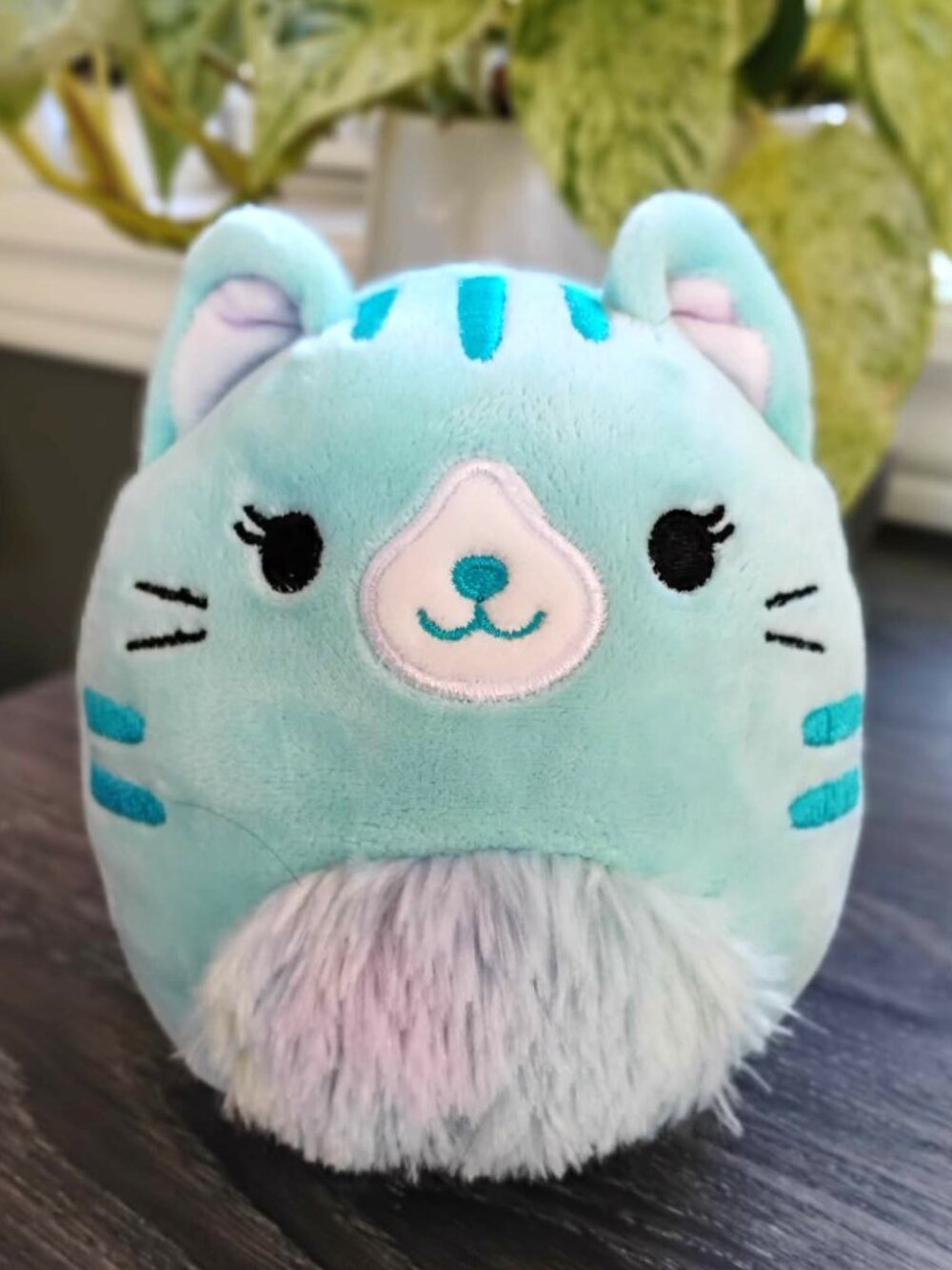 Squishmallow "Corinna" Teal Cat with Tie Dye Fuzzy Belly 5"